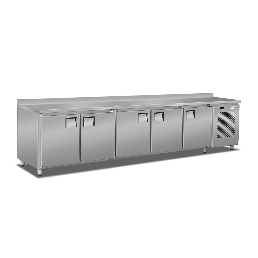 Mostrador Refrigerado 2,89 mts - 5 Puertas - Int/Ext Ac. Inox. Equipo 1/2 HP