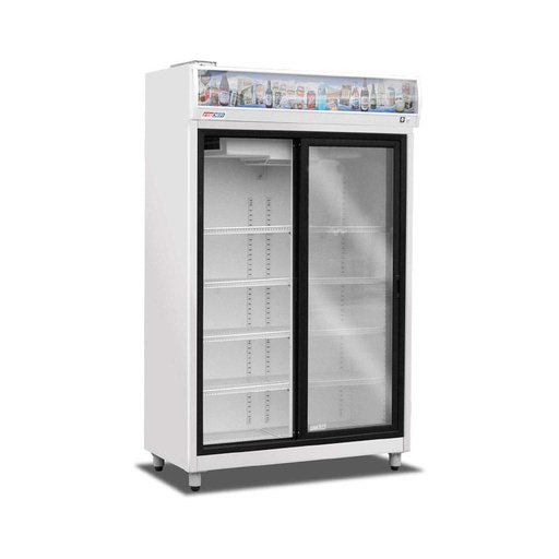 [EVPCP2] Exhibidora Vertical Media Temperatura - 2 Puertas Corredizas Plasticas - 8 Estantes - Equipo 1/3 HP