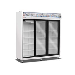 [EVPCP3] Exhibidora Vertical Media Temperatura - 3 Puertas Corredizas Plasticas - 12 Estantes - Equipo 1/2 HP